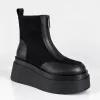 Ghete dama Piele Naturala Negre cu talp platforma Ginger picture - 3