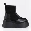 Ghete dama Piele Naturala Negre cu talp platforma Ginger picture - 1