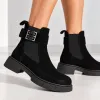 Ghete dama Piele Naturala Negre cu talpa comoda Elmas picture - 2