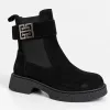 Ghete dama Piele Naturala Negre cu talpa comoda Elmas picture - 5