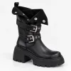 Ghete dama Piele Naturala Negre cu talpa platforma Black picture - 4