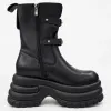 Ghete dama Piele Naturala Negre cu talpa platforma Vortex picture - 3