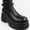 Ghete dama Piele Naturala Negre cu talpa platforma Vortex picture - 4