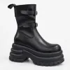 Ghete dama Piele Naturala Negre cu talpa platforma Vortex picture - 5