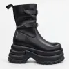 Ghete dama Piele Naturala Negre cu talpa platforma Vortex picture - 1