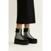 Ghete din piele naturala neagra cu argintiu Silver picture - 4