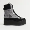 Ghete din piele naturala neagra cu argintiu Silver picture - 1