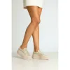 Pantofi casual Piele Naturala Bej cu textil broderie Dami picture - 4