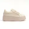 Pantofi casual Piele Naturala Bej cu textil broderie Dami picture - 1