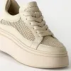 Pantofi casual Piele Naturala Bej cu textil broderie Dami picture - 3