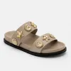 Papuci dama din Piele Eco Bej cu talpa joasa confortabila Mar picture - 1