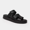 Papuci dama din Piele Naturala Neagra cu talpa joasa confortabila Lucca picture - 5