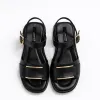 Sandale joase dama Piele Naturala Negre cu accente aurii Soft Noir picture - 5