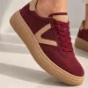 Sneakers damă din piele naturală Bordo Fredo picture - 5