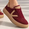 Sneakers damă din piele naturală Bordo Fredo picture - 2