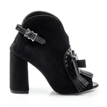 Botine dama decupate piele intoarsa cu funda Ruby