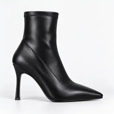 Botine damă elegante Kaira – Piele Eco elastică neagră