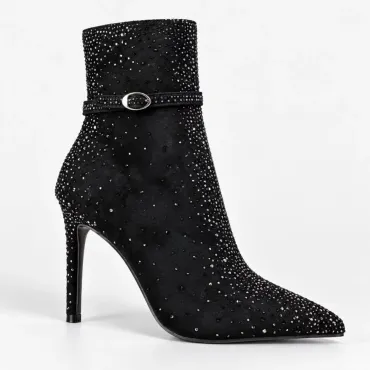 Botine dama elegante Negre cu strasuri Kaia