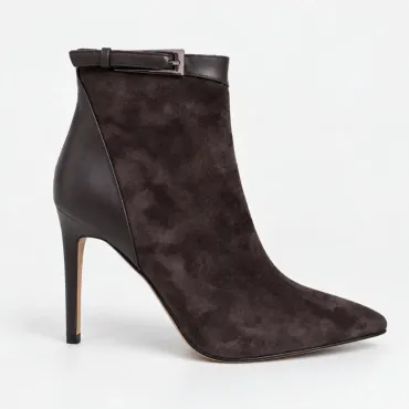Botine dama elegante toc stiletto Piele Naturala Maro Noelle