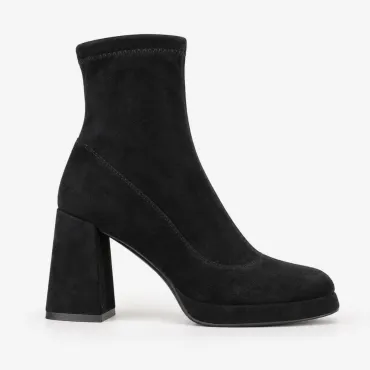 Botine dama Negre cu talpa platforma Asti -Textil strech