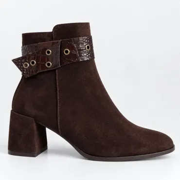 Botine Damă Piele Naturală Maro Vicenza | Toc 6 cm | Garkony