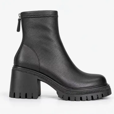 Botine dama Piele Naturala Negre box talpa platforma Pavia