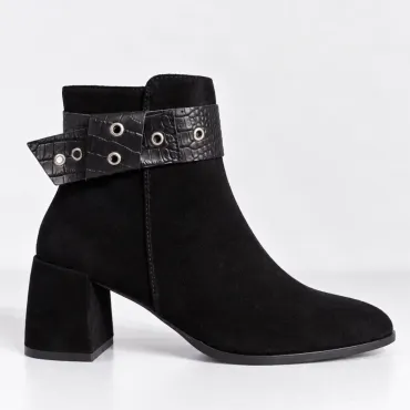 Botine Damă Piele Naturală Negre Vicenza | Toc 6 cm | Garkony