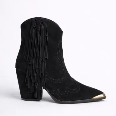 Ciocate Piele Naturala Negre cu franjuri Black Dakota