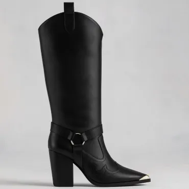 Cizme cu carambi detasabili Piele Naturala Negre Jinx