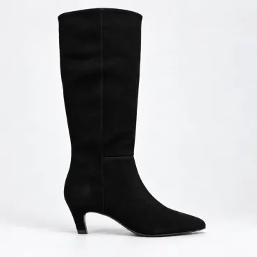 Cizme dama elegante Piele Naturala Negre cu toc mic Amira