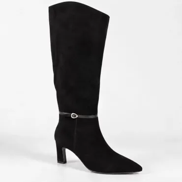 Cizme dama elegante Piele Naturala Negre cu toc mic Amore