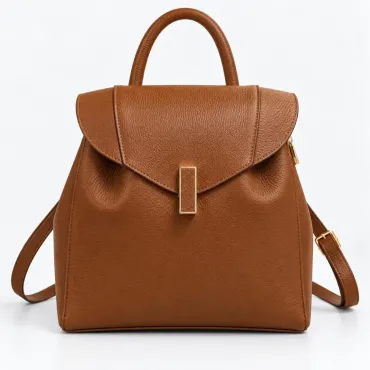 Geanta dama din Piele Naturala Camel tip rucsac Avery