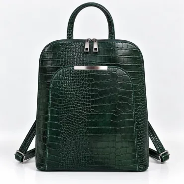 Geanta dama din Piele Naturala presa Verde tip rucsac Etsy