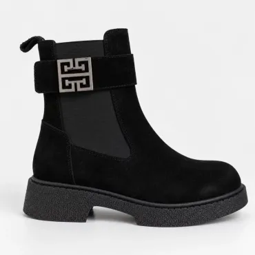 Ghete dama Piele Naturala Negre cu talpa comoda Elmas
