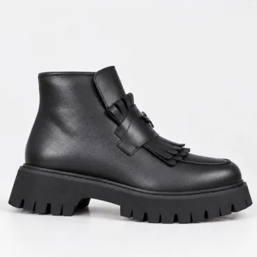 Ghete damă Piele Naturala Negre cu talpa comoda Miral