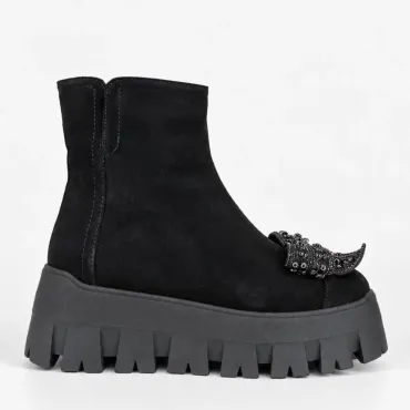 Ghete dama Piele Naturala Negre Jimmy