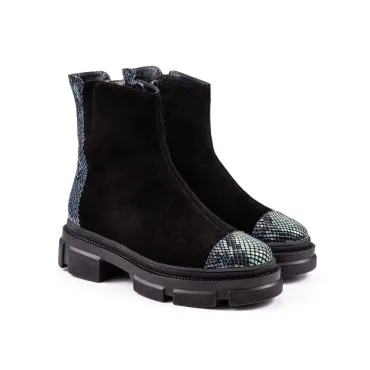 Ghete Piele Naturala velur negru Boston