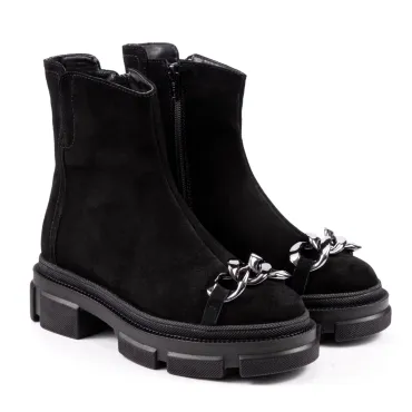 Ghete Piele Naturala  velur negru Preston