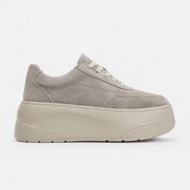 Pantofi casual Piele Naturala Bej cu talpa platforma Renata