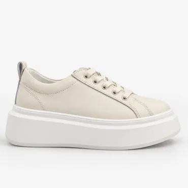 Pantofi casual Piele Naturala Crem Mavis