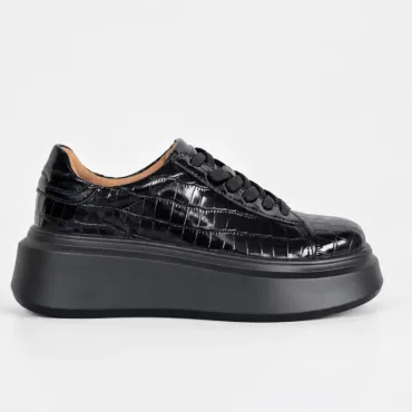 Pantofi casual Piele Naturala Croco Negri Mavis