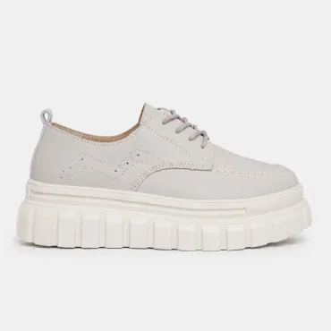 Pantofi casual Piele Naturala Gri cu siret Bonnie