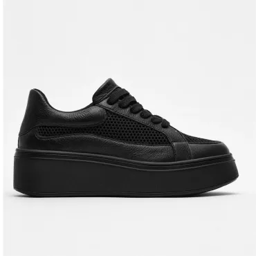 Pantofi casual Piele Naturala Negri cu textil broderie Dami