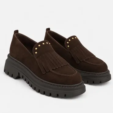 Pantofi casual Piele Naturala velur Maro Arven