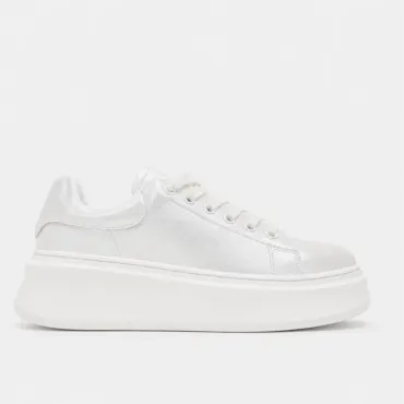 Pantofi dama casual Piele Naturala Albi sidefat Ciki