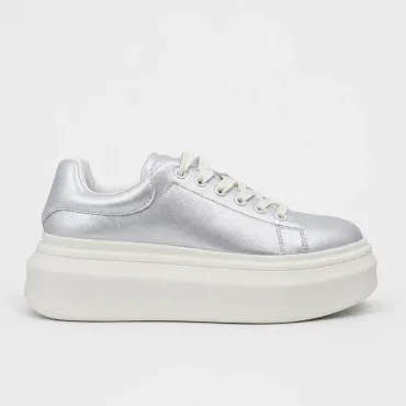 Pantofi dama casual Piele Naturala Argintii Ciki
