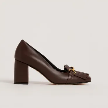 Pantofi dama Piele Naturala Maro ciocolata cu accesorii Tasha