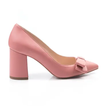 Pantofi de dama piele roze somon Good cu funda GF1