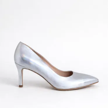Pantofi stiletto Piele Naturala Argintii Aylin