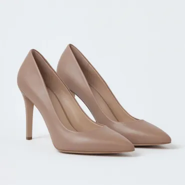 Pantofi stiletto Piele Naturala Bej Trend 2